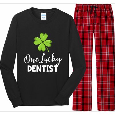 One Lucky Dentist Gift St Patricks Day Dental Office Gift Long Sleeve Pajama Set