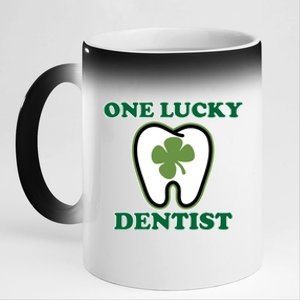 One Lucky Dentist St Patricks Day Irish Green Graphic Gift 11oz Black Color Changing Mug