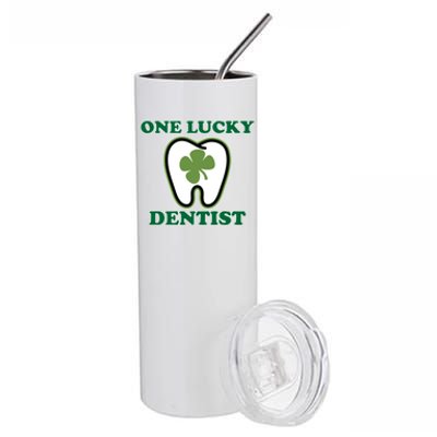 One Lucky Dentist St Patricks Day Irish Green Graphic Gift Stainless Steel Tumbler