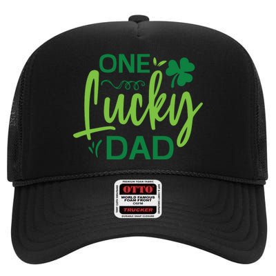 One Lucky Dad St Patricks Day High Crown Mesh Back Trucker Hat