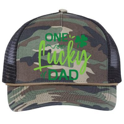 One Lucky Dad St Patricks Day Retro Rope Trucker Hat Cap