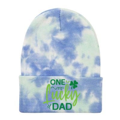 One Lucky Dad St Patricks Day Tie Dye 12in Knit Beanie