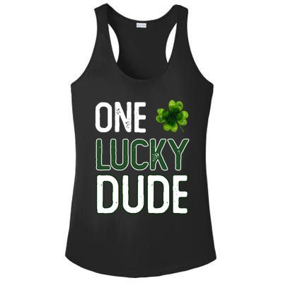 One Lucky Dude Gift St Patricks Day Shamrock Gift Dude Meaningful Gift Ladies PosiCharge Competitor Racerback Tank