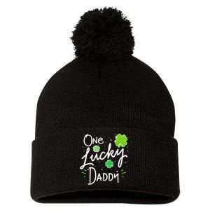 One Lucky Dad Matching St Patricks Day New Daddy Pom Pom 12in Knit Beanie