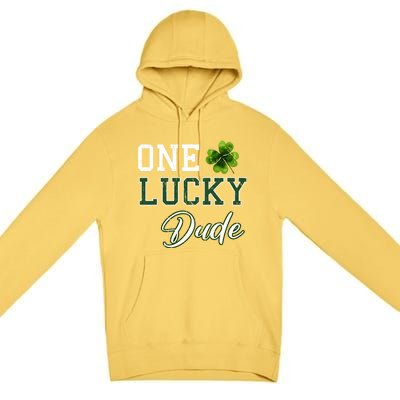 One Lucky Dude Gift St Patricks Day Gift Daddy Gift Premium Pullover Hoodie