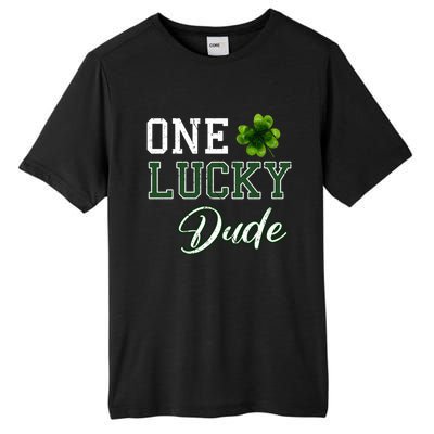 One Lucky Dude Gift St Patricks Day Gift Daddy Gift Tall Fusion ChromaSoft Performance T-Shirt