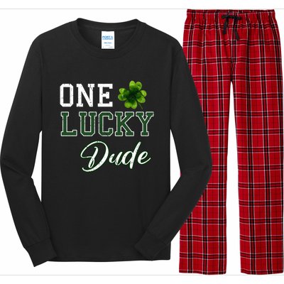 One Lucky Dude Gift St Patricks Day Gift Daddy Gift Long Sleeve Pajama Set