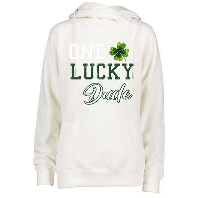 One Lucky Dude Gift St Patricks Day Gift Daddy Gift Womens Funnel Neck Pullover Hood