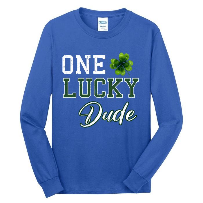 One Lucky Dude Gift St Patricks Day Gift Daddy Gift Tall Long Sleeve T-Shirt