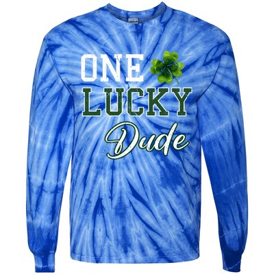 One Lucky Dude Gift St Patricks Day Gift Daddy Gift Tie-Dye Long Sleeve Shirt