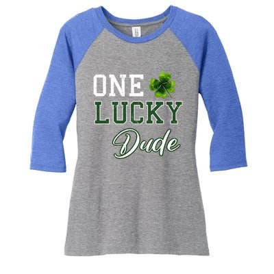 One Lucky Dude Gift St Patricks Day Gift Daddy Gift Women's Tri-Blend 3/4-Sleeve Raglan Shirt