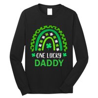 One Lucky Daddy St Patricks Day Shamrock Rainbow Leopard Long Sleeve Shirt