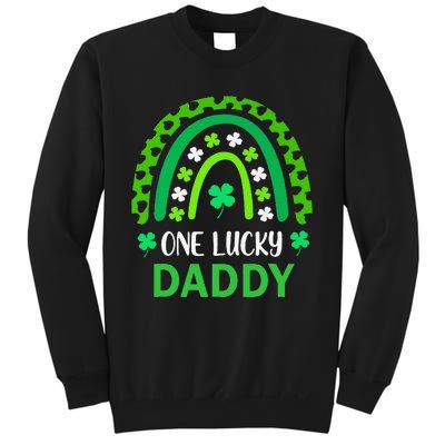 One Lucky Daddy St Patricks Day Shamrock Rainbow Leopard Sweatshirt