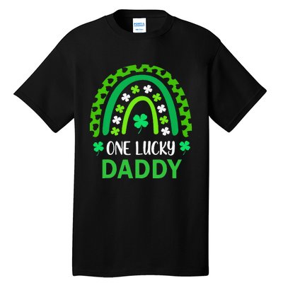 One Lucky Daddy St Patricks Day Shamrock Rainbow Leopard Tall T-Shirt