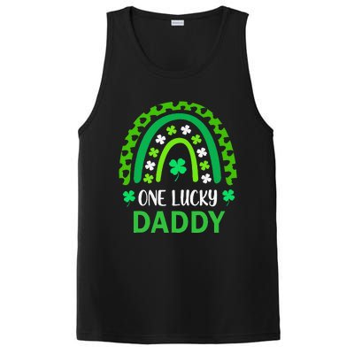 One Lucky Daddy St Patricks Day Shamrock Rainbow Leopard PosiCharge Competitor Tank