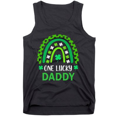 One Lucky Daddy St Patricks Day Shamrock Rainbow Leopard Tank Top