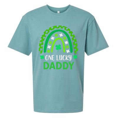 One Lucky Daddy St Patricks Day Shamrock Rainbow Leopard Sueded Cloud Jersey T-Shirt