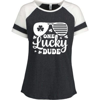 One Lucky Dude St Patrick`s Day Cool Gift Enza Ladies Jersey Colorblock Tee