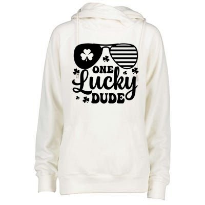 One Lucky Dude St Patrick`s Day Cool Gift Womens Funnel Neck Pullover Hood