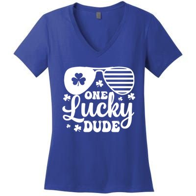 One Lucky Dude St Patrick`s Day Cool Gift Women's V-Neck T-Shirt