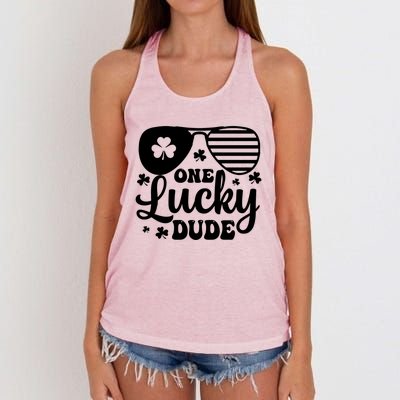 One Lucky Dude St Patrick`s Day Cool Gift Women's Knotted Racerback Tank