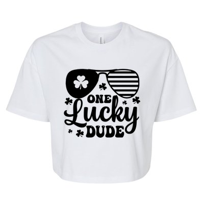 One Lucky Dude St Patrick`s Day Cool Gift Bella+Canvas Jersey Crop Tee