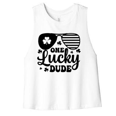 One Lucky Dude St Patrick`s Day Cool Gift Women's Racerback Cropped Tank