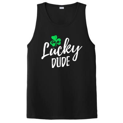 One Lucky Dude St Patrick's Day Shamrock Pajama Distressed Cute Gift PosiCharge Competitor Tank