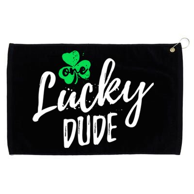 One Lucky Dude St Patrick's Day Shamrock Pajama Distressed Cute Gift Grommeted Golf Towel