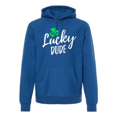 One Lucky Dude St Patrick's Day Shamrock Pajama Distressed Cute Gift Premium Hoodie