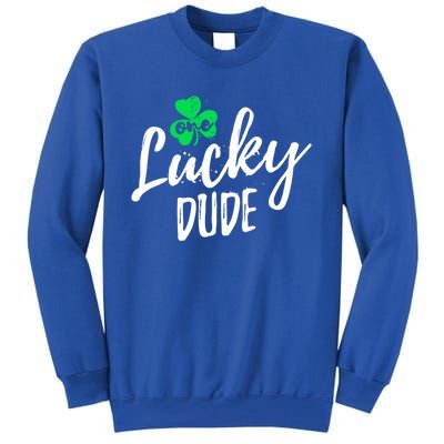 One Lucky Dude St Patrick's Day Shamrock Pajama Distressed Cute Gift Tall Sweatshirt