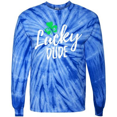 One Lucky Dude St Patrick's Day Shamrock Pajama Distressed Cute Gift Tie-Dye Long Sleeve Shirt