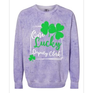 One Lucky Deputy Clerk St Patrick's Day Deputy Clerk Gift Colorblast Crewneck Sweatshirt