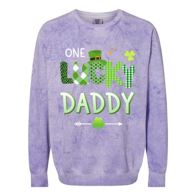 One Lucky Daddy For St Patricks Day Family Dad Gift Colorblast Crewneck Sweatshirt