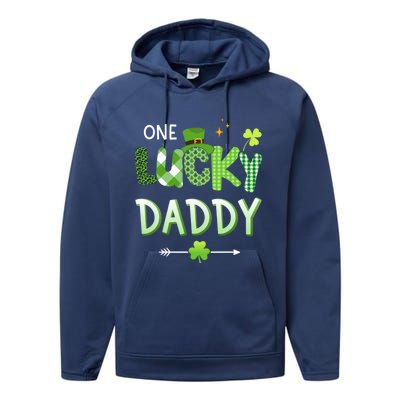 One Lucky Daddy For St Patricks Day Family Dad Gift Performance Fleece Hoodie