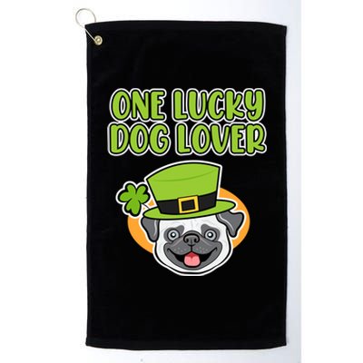 One Lucky Dog Lover St Patricks Day Irish Green Graphic Funny Gift Platinum Collection Golf Towel