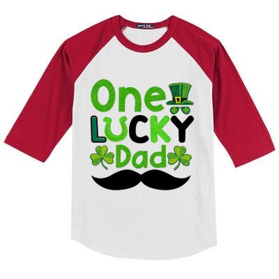 One Lucky Dad St Patrick Day Kids Colorblock Raglan Jersey