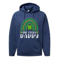 One Lucky Daddy Rainbow Saint Patrick's Day Dad Father Papa Performance Fleece Hoodie