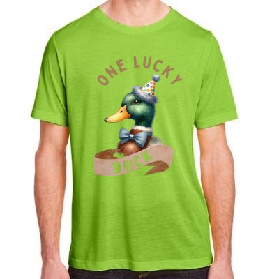 One Lucky Duck 1st Birthday 1 Years Old Poultry Mallard Duck Adult ChromaSoft Performance T-Shirt