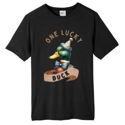 One Lucky Duck 1st Birthday 1 Years Old Poultry Mallard Duck Tall Fusion ChromaSoft Performance T-Shirt