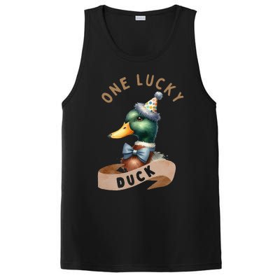 One Lucky Duck 1st Birthday 1 Years Old Poultry Mallard Duck PosiCharge Competitor Tank