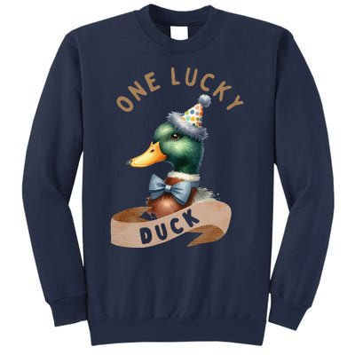 One Lucky Duck 1st Birthday 1 Years Old Poultry Mallard Duck Sweatshirt