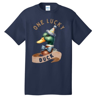 One Lucky Duck 1st Birthday 1 Years Old Poultry Mallard Duck Tall T-Shirt