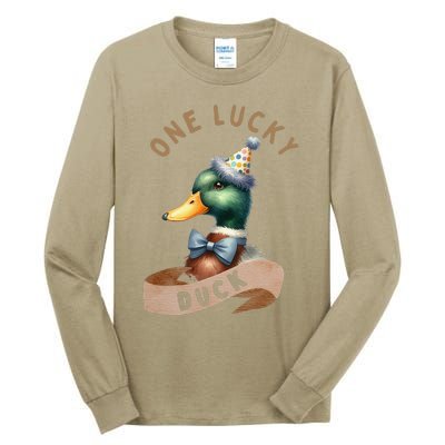 One Lucky Duck 1st Birthday 1 Years Old Poultry Mallard Duck Tall Long Sleeve T-Shirt