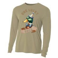 One Lucky Duck 1st Birthday 1 Years Old Poultry Mallard Duck Cooling Performance Long Sleeve Crew