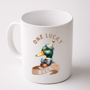 One Lucky Duck 1st Birthday 1 Years Old Poultry Mallard Duck Coffee Mug