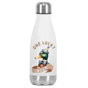 One Lucky Duck 1st Birthday 1 Years Old Poultry Mallard Duck Stainless Steel Insulated Water Bottle