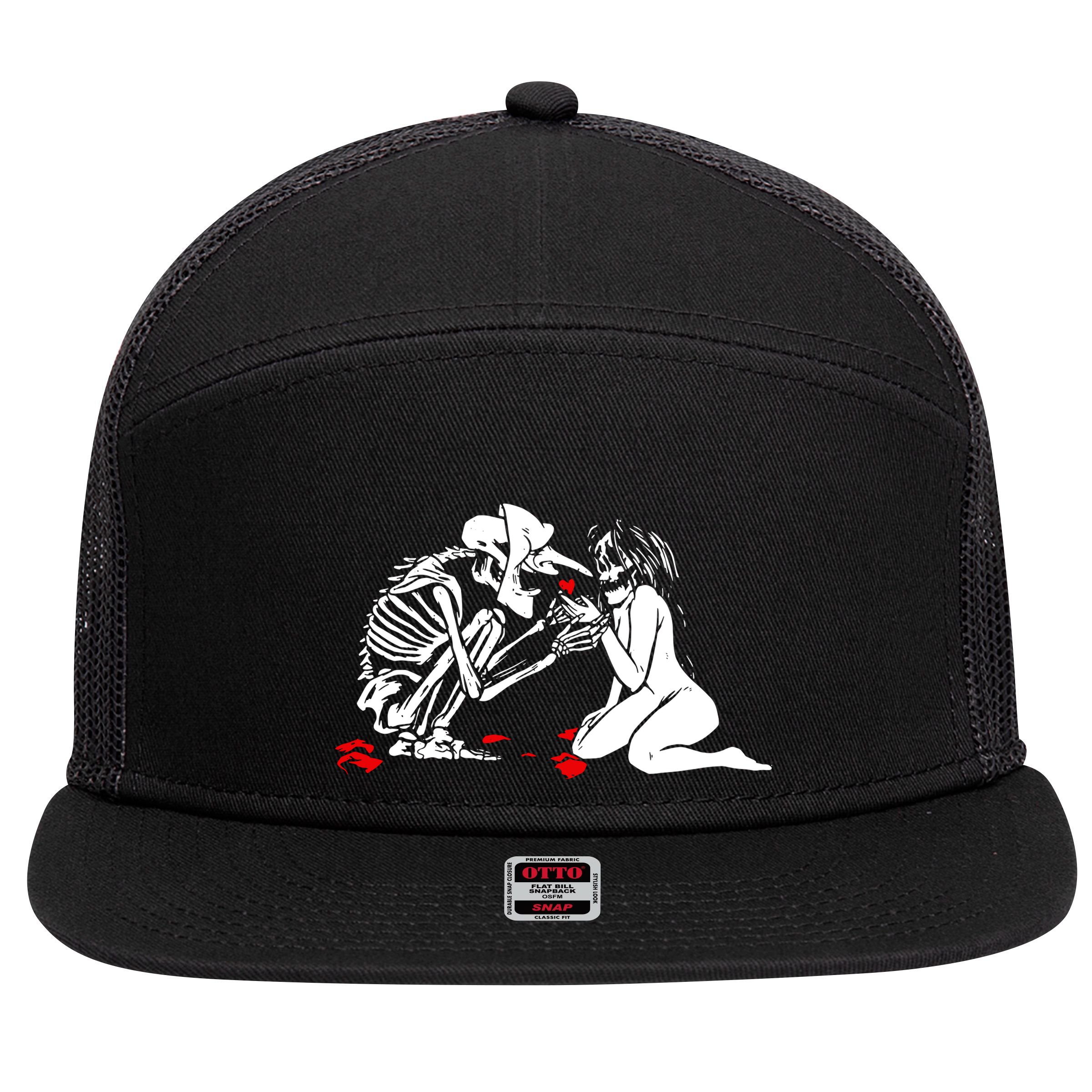 Occult Lover Death Card Goth Satanist Gothic 7 Panel Mesh Trucker Snapback Hat