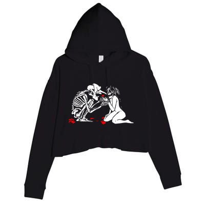 Occult Lover Death Card Goth Satanist Gothic Crop Fleece Hoodie