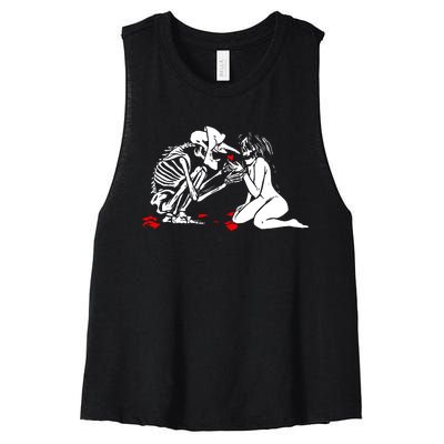 Occult Lover Death Card Goth Satanist Gothic Women's Racerback Cropped Tank